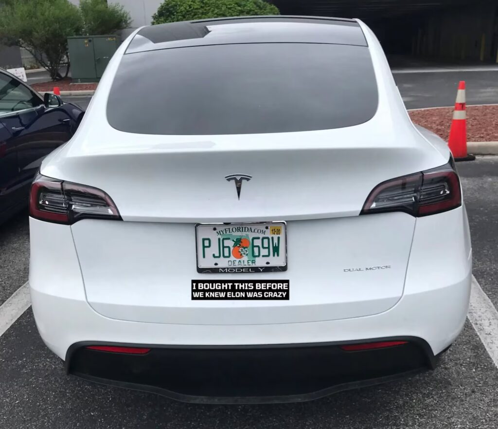 Tesla brand bumper sticker